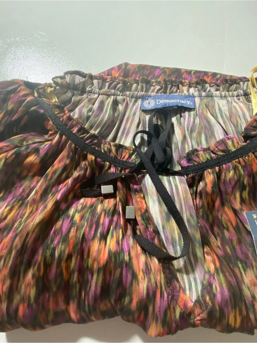 NEW Plus Sz 2X Democracy Floral Print V-Neck Long Smock Cuff Sleeve Blouse $84 - Picture 12 of 13